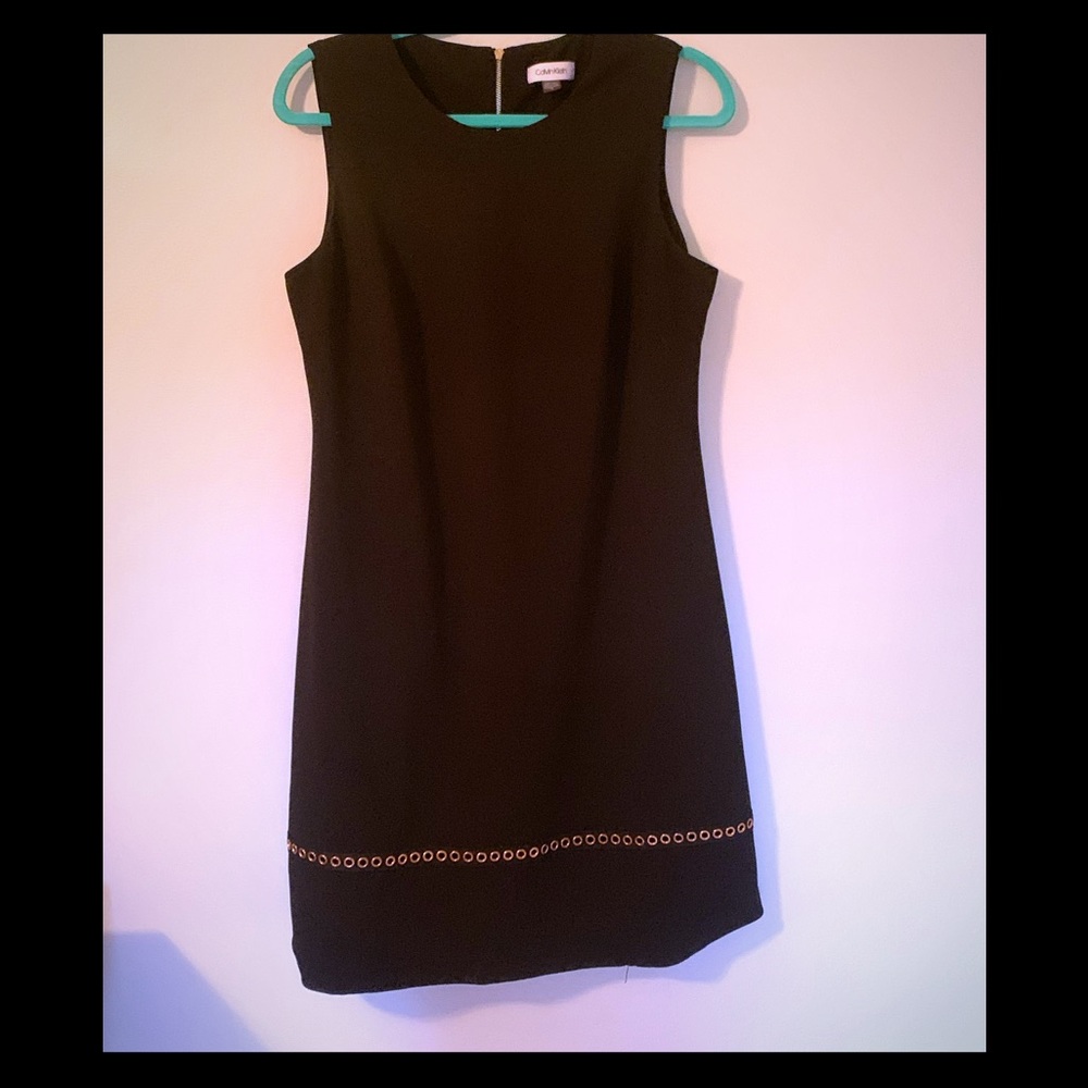 Black with Copper Accent Slimming Sleeveless Dress